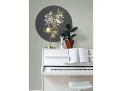 Discount ESTAhome Selbstklebende Runde Tapete Blüte Hellrosa und Schwarz Ø 70 cm 158992