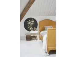 Discount ESTAhome Selbstklebende Runde Tapete Blüte Hellrosa und Schwarz Ø 70 cm 158992