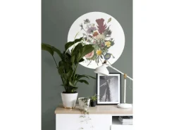 ESTAhome Selbstklebende Runde Tapete Blumenstrauß Grün Rosa und Gelb Ø 70 cm 158996