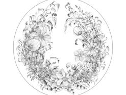 ESTAhome Selbstklebende Runde Tapete Blumenzeichnungen Schwarz-Weiß Ø 140 cm 159109