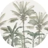 ESTAhome Selbstklebende Runde Tapete Palmen Hellbeige und Graugrün Ø 70 cm 158983