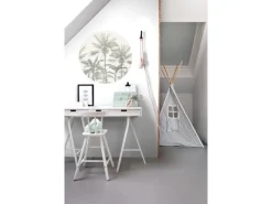 ESTAhome Selbstklebende Runde Tapete Palmen Hellbeige und Graugrün Ø 70 cm 158983