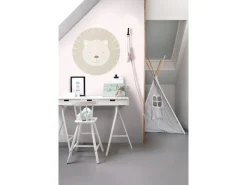 Outlet ESTAhome Selbstklebende Runde Tapete Tierköpfe Beige Ø 70 cm 158973