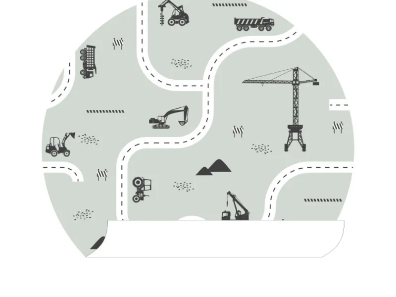 ESTAhome Selbstklebende Runde Tapete Fahrzeuge Mintgrün Ø 70 cm 159066