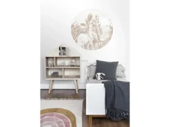 ESTAhome Selbstklebende Runde Tapete Dschungelmuster Beige Ø 70 cm 159077