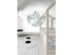 ESTAhome Selbstklebende Runde Tapete Dschungelmuster Grün Ø 140 cm 159087