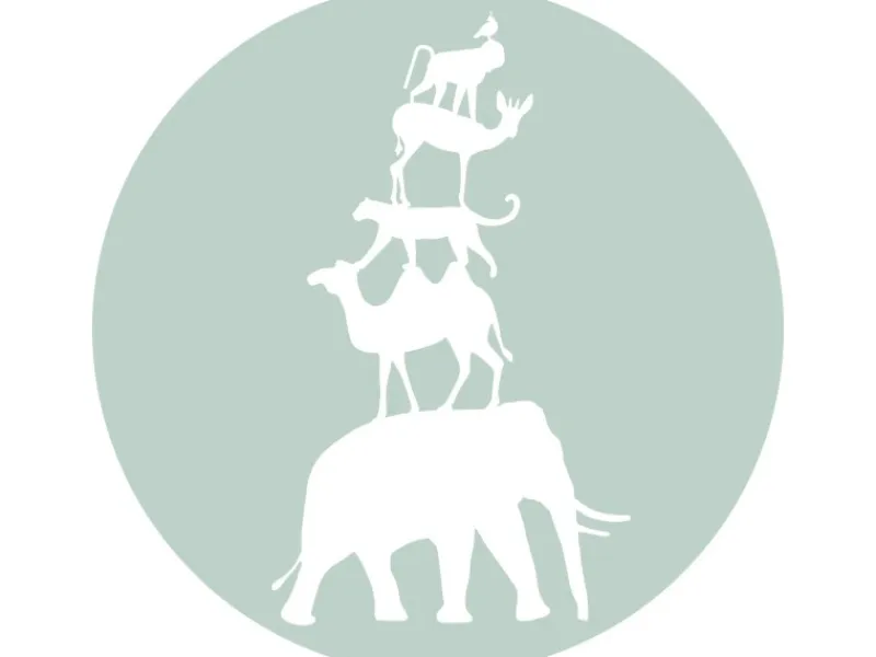 ESTAhome Selbstklebende Runde Tapete Gestapelte Tiere Mintgrün Ø 70 cm 158977