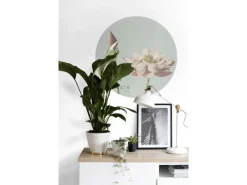 ESTAhome Selbstklebende Runde Tapete Lotusblume Altrosa und Graublau Ø 70 cm 158994