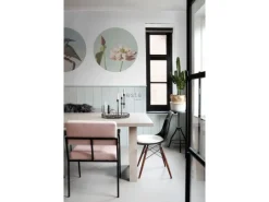 ESTAhome Selbstklebende Runde Tapete Lotusblume Altrosa und Graublau Ø 70 cm 158994