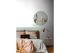 ESTAhome Selbstklebende Runde Tapete Lotusblume Altrosa und Graublau Ø 70 cm 158994