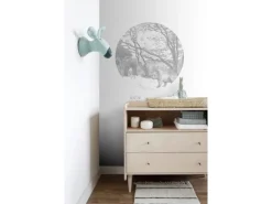 Clearance ESTAhome Selbstklebende Runde Tapete Wald Mit Waldtieren Grau Ø 70 cm 159070