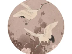 Sale ESTAhome Selbstklebende Runde Tapete Kraniche Graurosa Ø 70 cm 158995