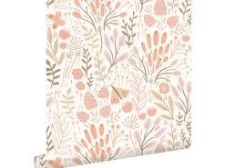 Hot ESTAhome Tapete Blätter und Blumen und Orange 50 x 900 cm Weiß