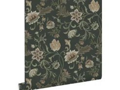 New ESTAhome Tapete Blumenmuster Schwarz und Grün 0.53 x 10.05 m 139417