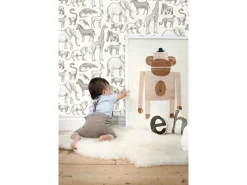 ESTAhome Tapete Dschungeltiere Crême-Weiß 53 cm x 10.05 m