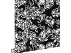 Outlet ESTAhome Tapete Funky Blumen Und Paisleys Schwarz Und Weiß 53 Cm X 1005 Cm 136844