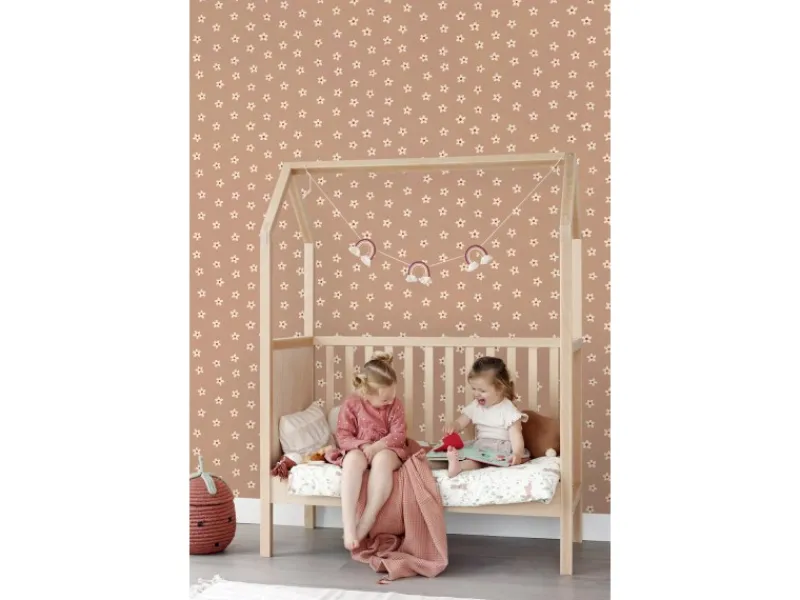 ESTAhome Tapete Gänseblümchen Terrakottarosa 53 cm x 10.05 m