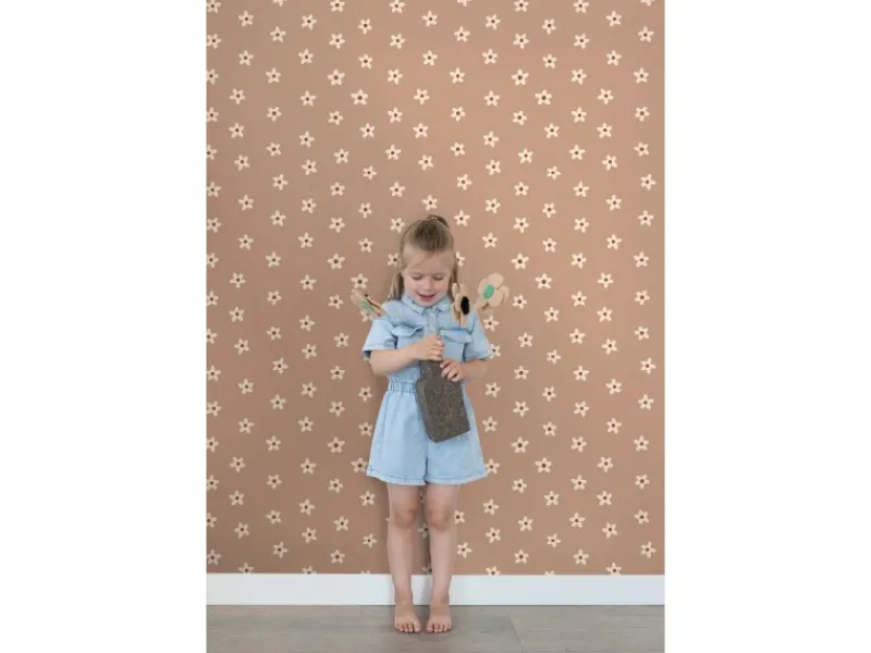 ESTAhome Tapete Gänseblümchen Terrakottarosa 53 cm x 10.05 m
