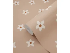 ESTAhome Tapete Gänseblümchen Terrakottarosa 53 cm x 10.05 m