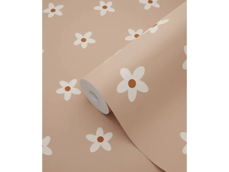 ESTAhome Tapete Gänseblümchen Terrakottarosa 53 cm x 10.05 m