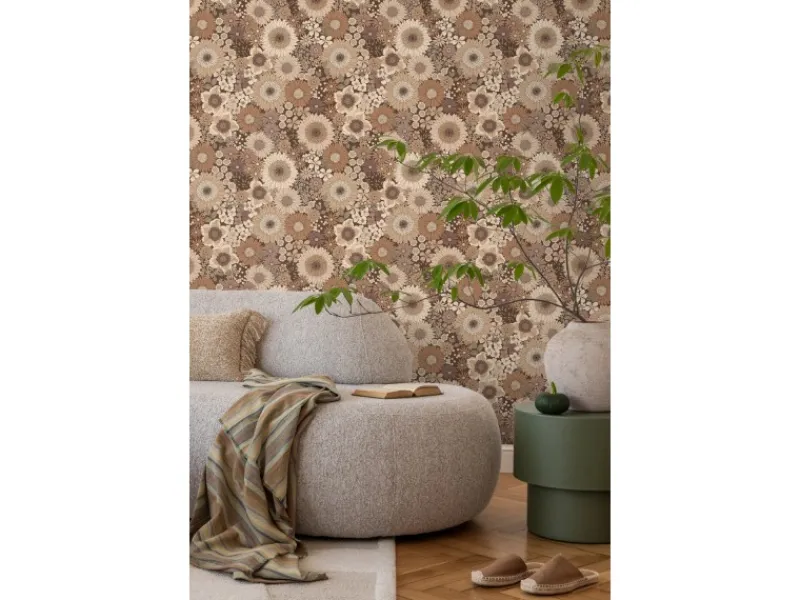 Discount ESTAhome Tapete Retro Blumen 50 x 900 cm Braun
