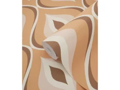 Clearance ESTAhome Tapete Retro-Ornamente Orange und Braun 50 x 900 cm 130986