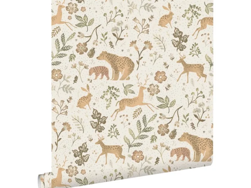 Online ESTAhome Tapete Wald Mit Waldtieren 7401 Crême-Weiß und Beige 53 cm x 1005 m