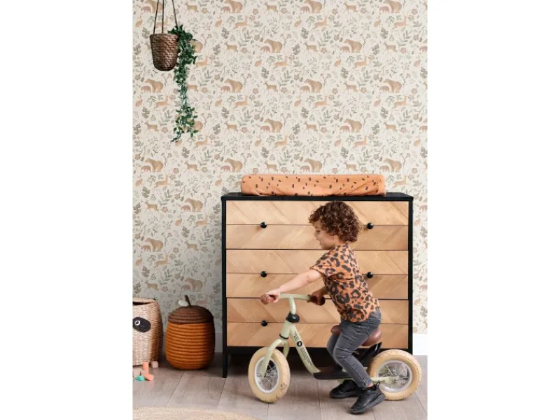 Online ESTAhome Tapete Wald Mit Waldtieren 7401 Crême-Weiß und Beige 53 cm x 1005 m