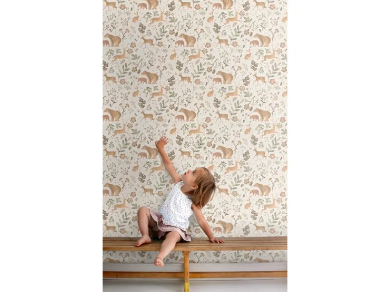 Online ESTAhome Tapete Wald Mit Waldtieren 7401 Crême-Weiß und Beige 53 cm x 1005 m