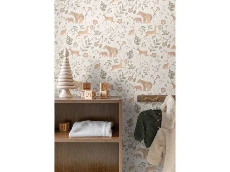 Online ESTAhome Tapete Wald Mit Waldtieren 7401 Crême-Weiß und Beige 53 cm x 1005 m