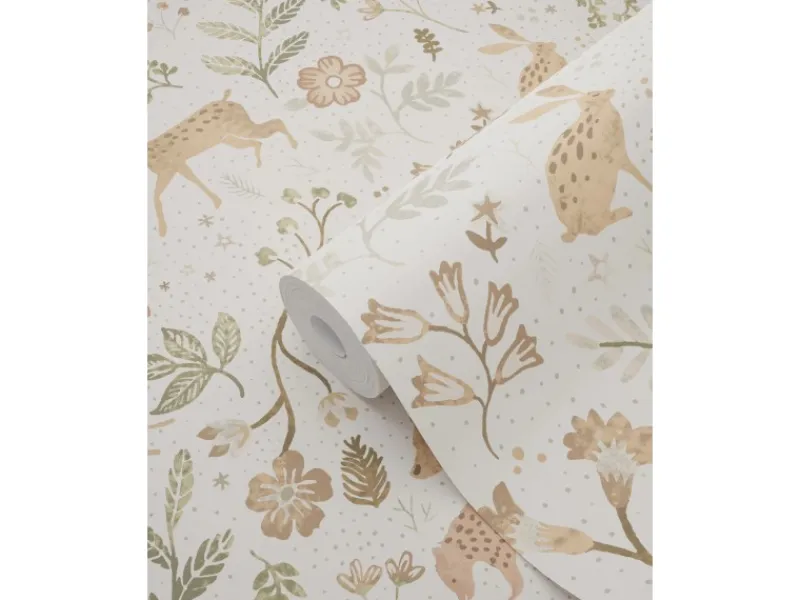 Online ESTAhome Tapete Wald Mit Waldtieren 7401 Crême-Weiß und Beige 53 cm x 1005 m