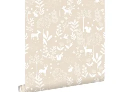 Discount ESTAhome Tapete Wald mit Waldtieren 53 cm x 10.05 m Beige