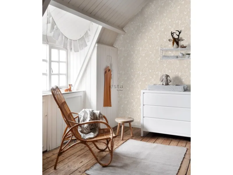 Discount ESTAhome Tapete Wald mit Waldtieren 53 cm x 10.05 m Beige