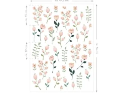 Clearance ESTAhome Wandtattoo Blumen Weiß Rosa und Grün 47,5 cm x 66 cm 156114