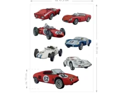 ESTAhome Wandtattoo Sportwagen Rot Weiß und Blau 47,5 cm x 66 cm 156108