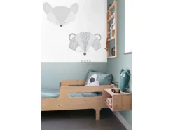 Outlet ESTAhome Wandtattoo Tierköpfe Grau und Blau 70 x 51 cm 158967