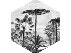 Discount ESTAhome Wandtattoo Tropische Landschaft Mit Palmen Schwarz-Weiß 70 x 81 cm 159000