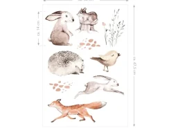 Best ESTAhome Wandtattoo Waldtiere Braun 33 cm x 47,5 cm 156116
