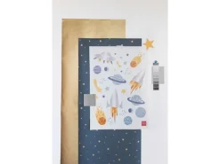 ESTAhome Wandtattoo Weltraum Blau Grau und Gelb 47,5 cm x 66 cm 156109