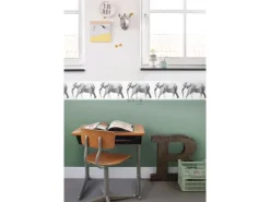 ESTAhome Xxl-Tapetenbordüre Elefant Schwarz und Weiß 400 cm x 23,25 cm 158710