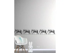 ESTAhome Xxl-Tapetenbordüre Elefant Schwarz und Weiß 400 cm x 23,25 cm 158710