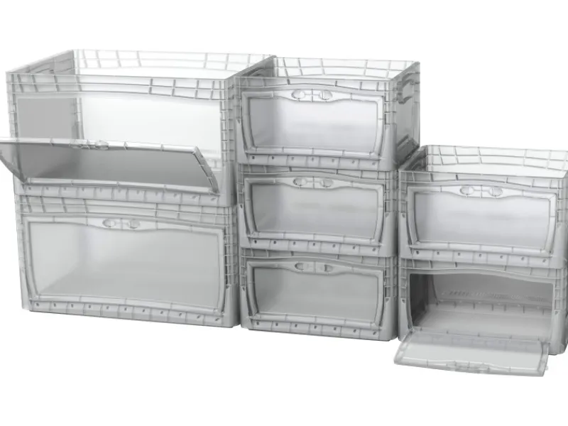 Clearance Eurobox-System Box Flap Side 60 x 40 x 32 cm Transparent