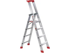 Euroline Premium 32577 Stufenstehleiter mit Sicherheitsbrücke 4 Stufen
