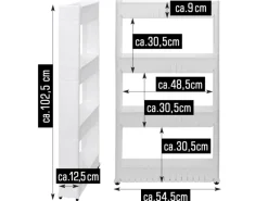Sale eyepower 4er Nischenwagen mit Regalen und Rollen 12,5 cm Weiß