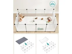 Sale Feandrea Freigehege mit Bodenplatten 143 cm x 73 cm x 46 cm Weiß