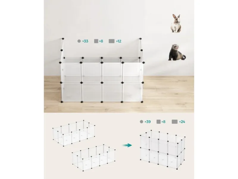 Sale Feandrea Freigehege mit Bodenplatten 143 cm x 73 cm x 46 cm Weiß