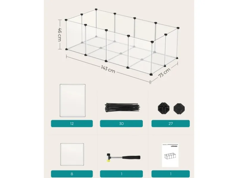 Sale Feandrea Freigehege mit Bodenplatten 143 cm x 73 cm x 46 cm Weiß