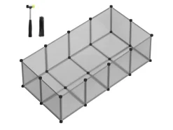 Clearance Feandrea Freigehege mit Bodenplatten 143 cm x 73 cm x 46 cm Grau