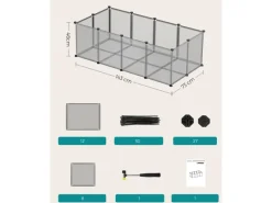 Clearance Feandrea Freigehege mit Bodenplatten 143 cm x 73 cm x 46 cm Grau