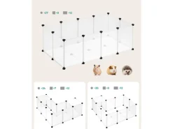 Feandrea Freigehege mit Bodenplatten 125 cm x 63 cm x 42 cm Weiß